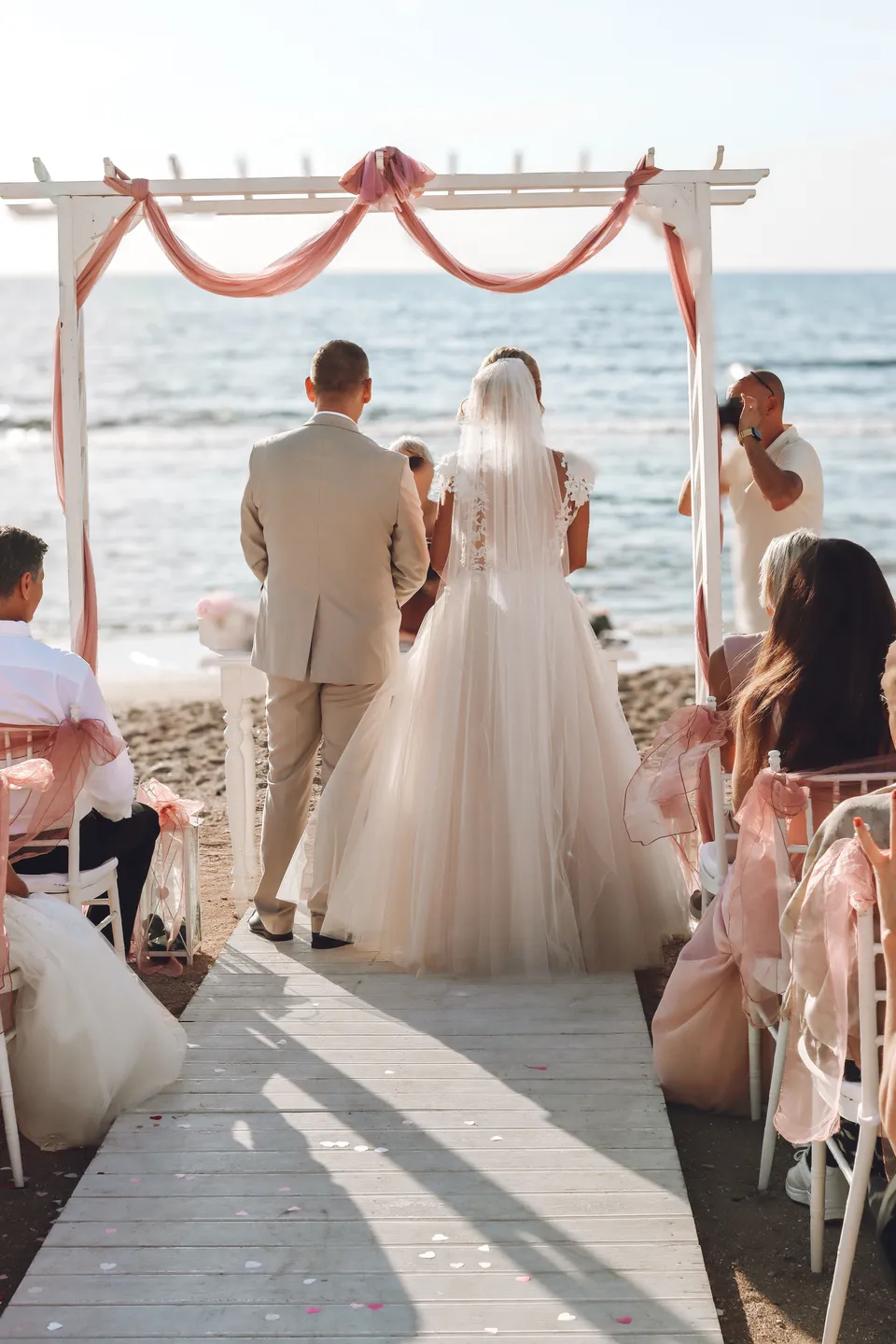 Couple at the altar on a jetty