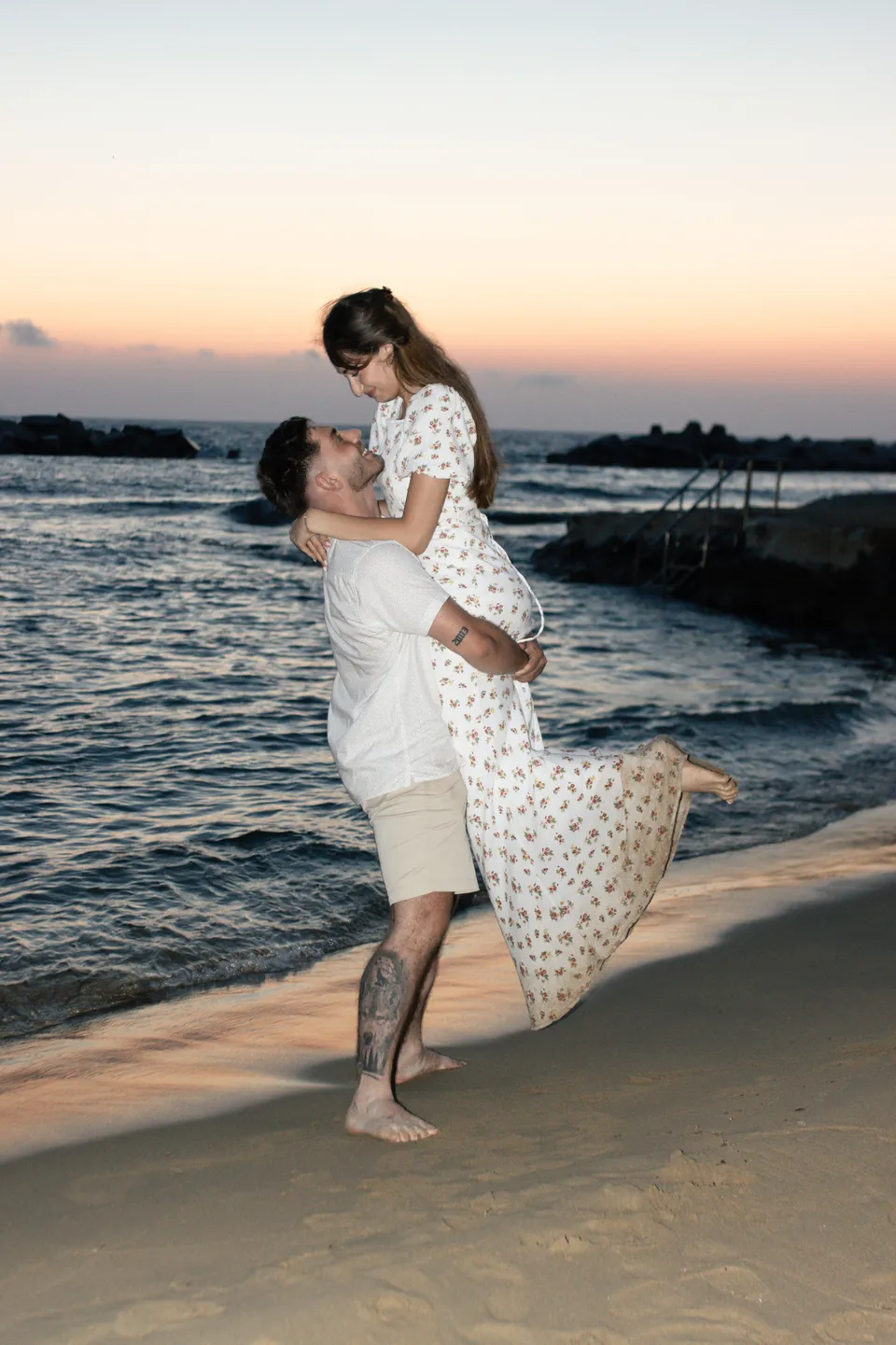 Embrace at sunset