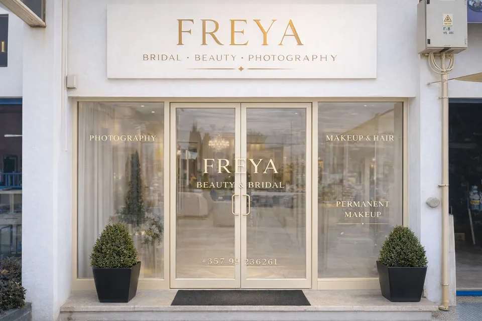 The Freya Bridal & Beauty salon entrance in Paphos