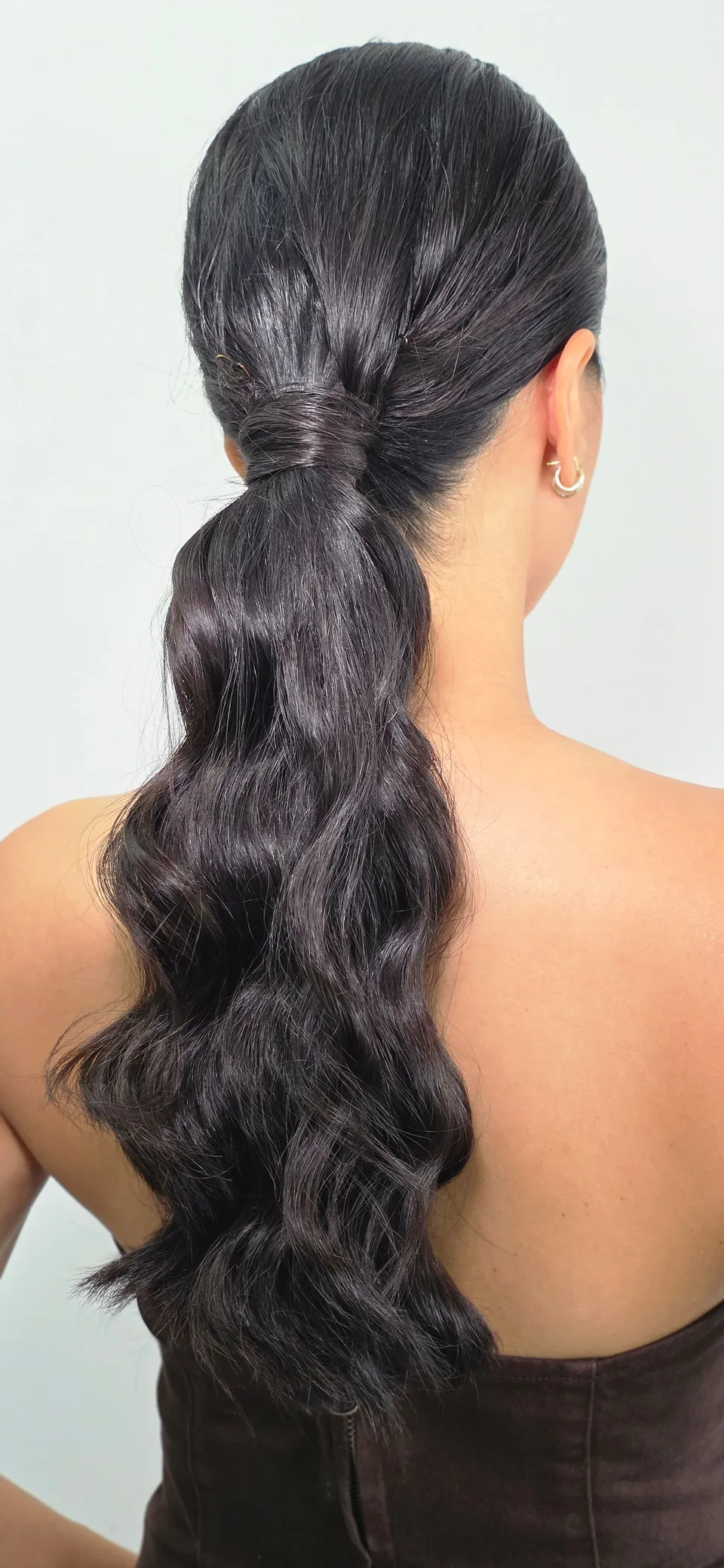 Long braided ponytail