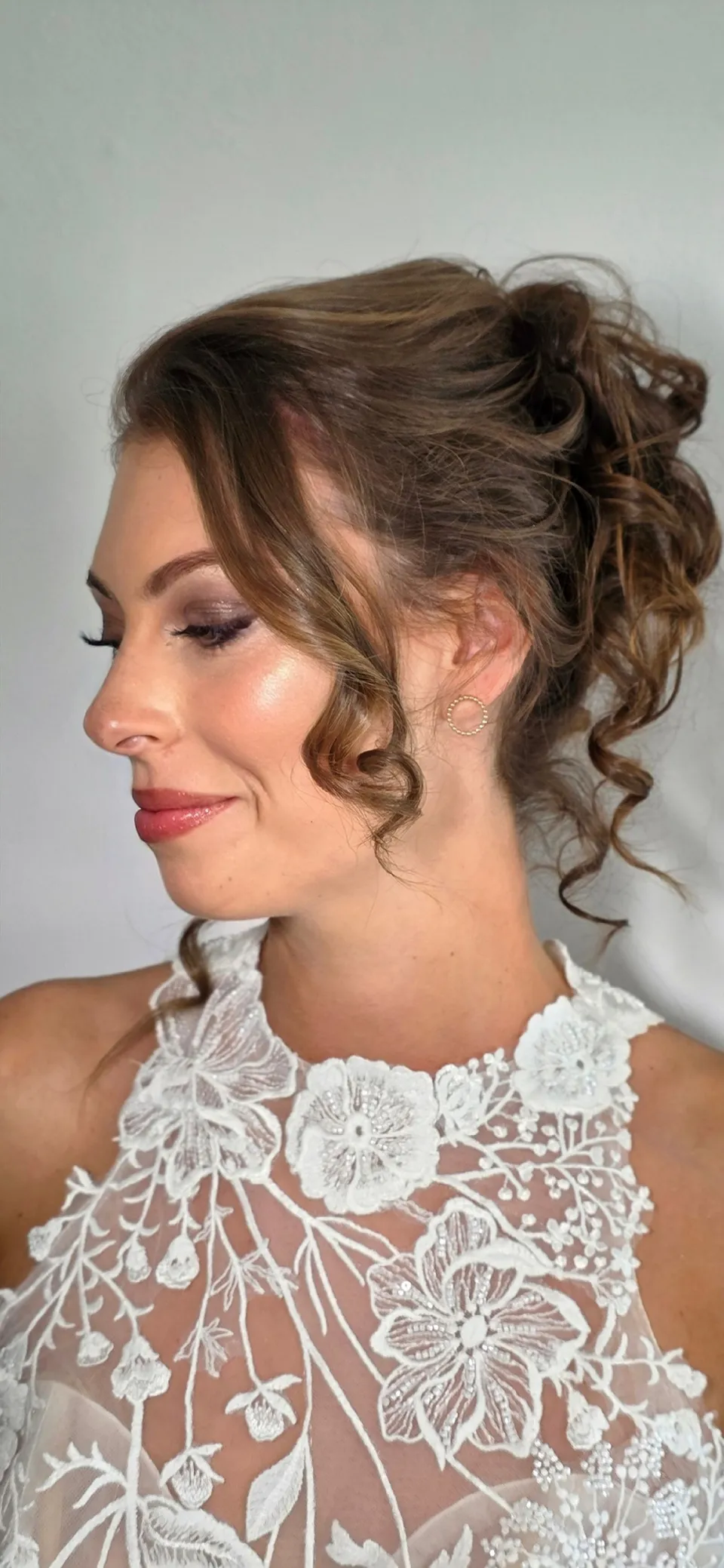Undone updo with soft curls