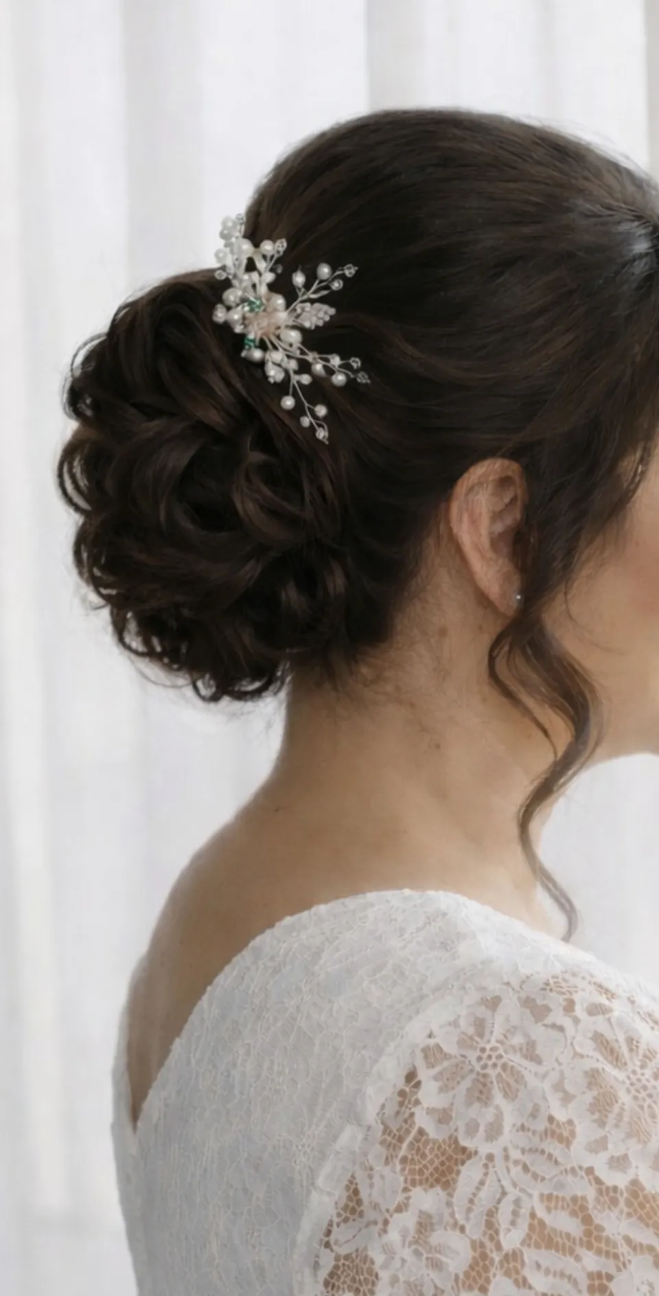 Classic chignon with a jewelled pin